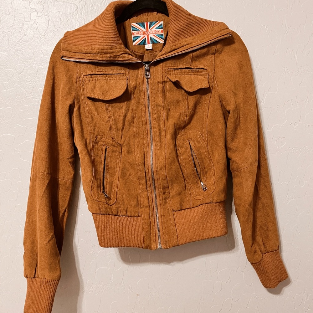 Miss London faux leather cropped jacket - Picture 2 of 4